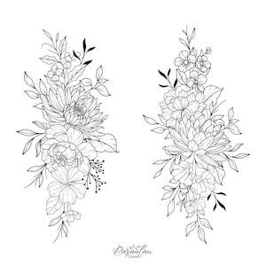 Custom Birth Month Flower, Birth Flower Custom tattoo, Family Bouquet Design, Custom Tattoo Design Commission, Birthday Flower Tattoo Design