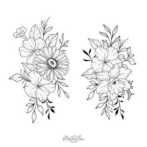 Custom Birth Month Flower, Birth Flower Custom tattoo, Family Bouquet Design, Custom Tattoo Design Commission, Birthday Flower Tattoo Design