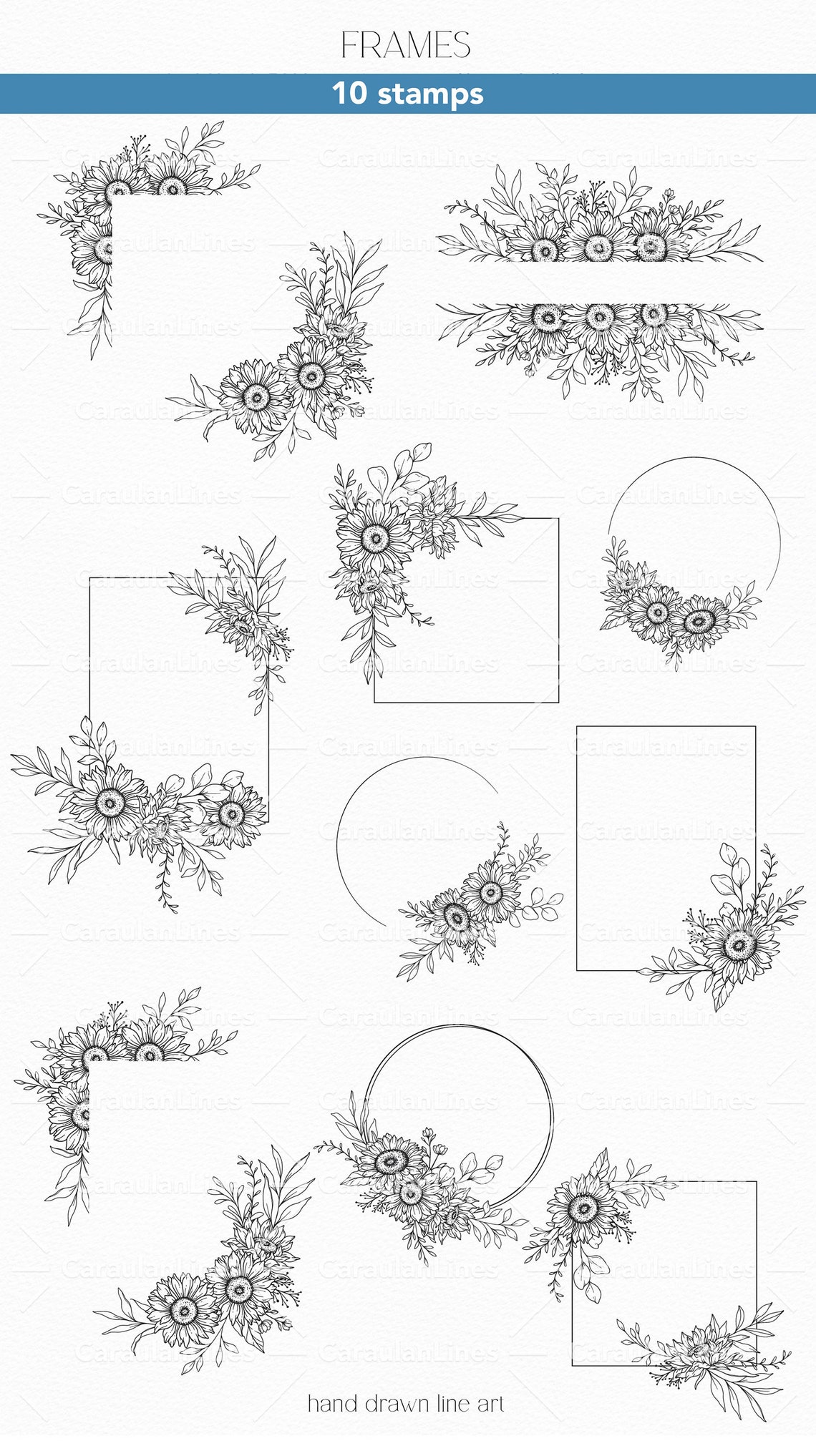 Sunflower Procreate Stamps: Floral Tattoo Brushes (commercial Use ...
