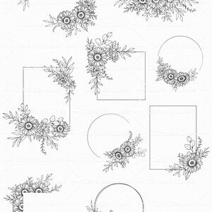Sunflower Procreate Stamps: Floral Tattoo Brushes (commercial Use ...