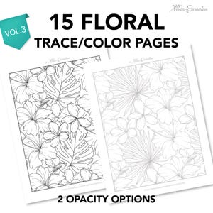 Floral Trace, Coloring Pages, Adult Coloring, Floral Coloring Book, Floral Tracing Pages, Stress Relief Activity, Flower Tracing Printable