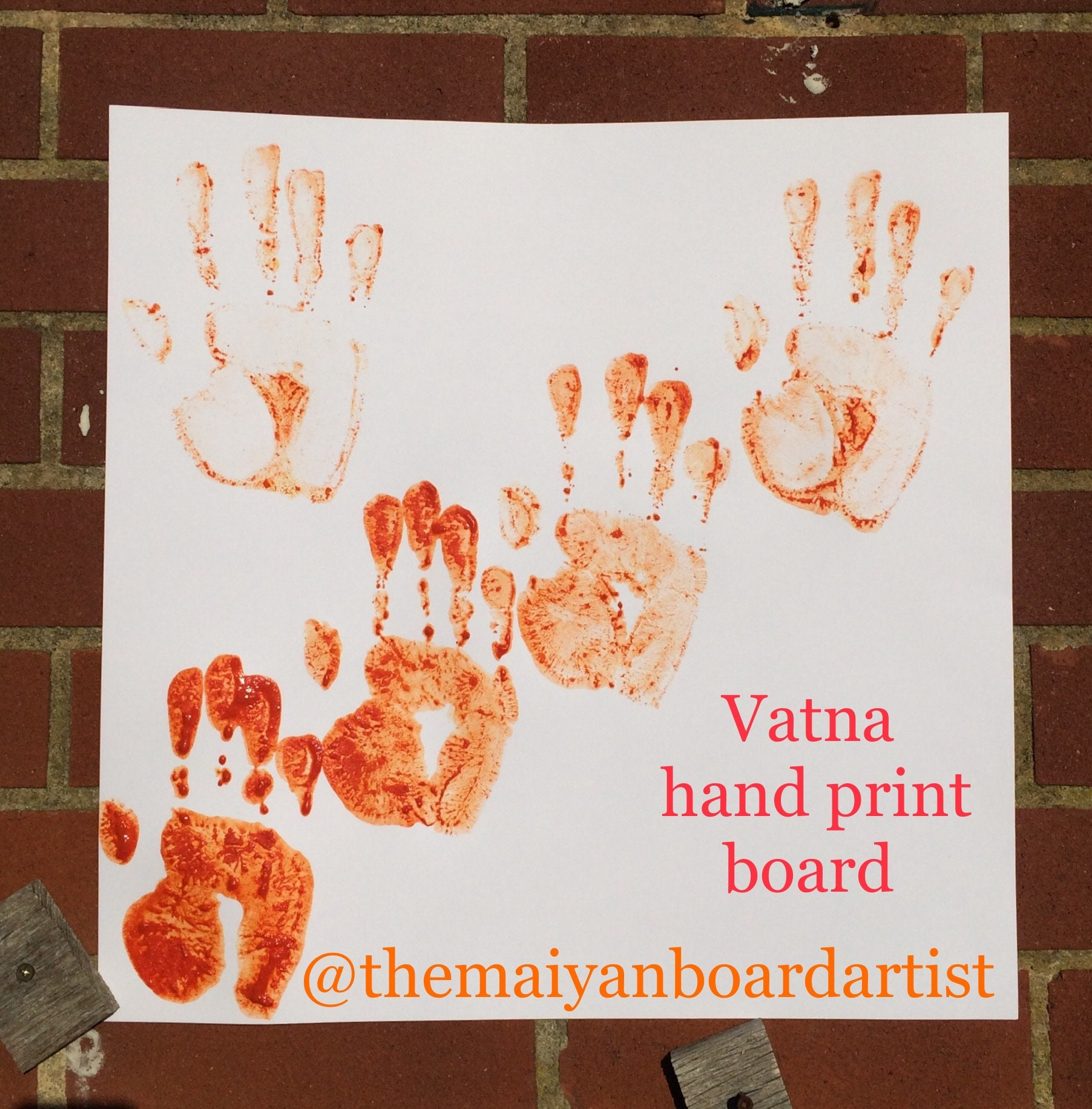 Vatna Hand Print Board | Maiyan Board | Card | Punjabi Wedding | Rangoli | Haldi | Vatna | Hand Made In UK