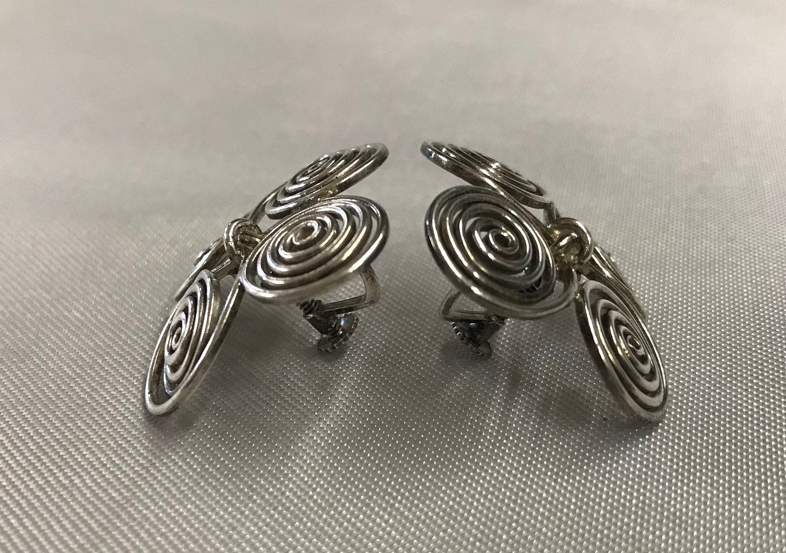Vintage Sterling Silver Screwback Earrings With Scrolled Wire Etsy