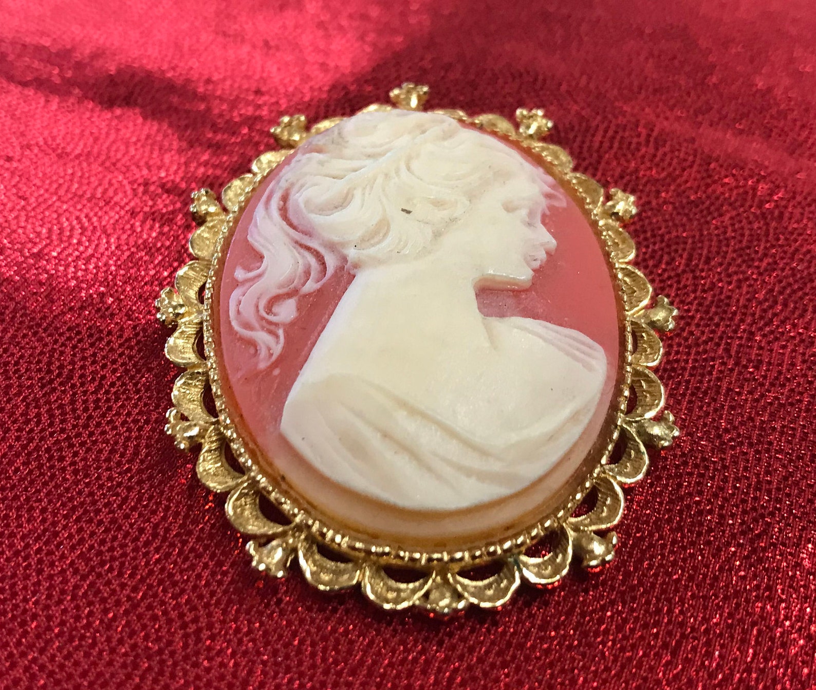 Vintage GERRY'S Cameo Brooch/pin With Gold Plated Edges | Etsy