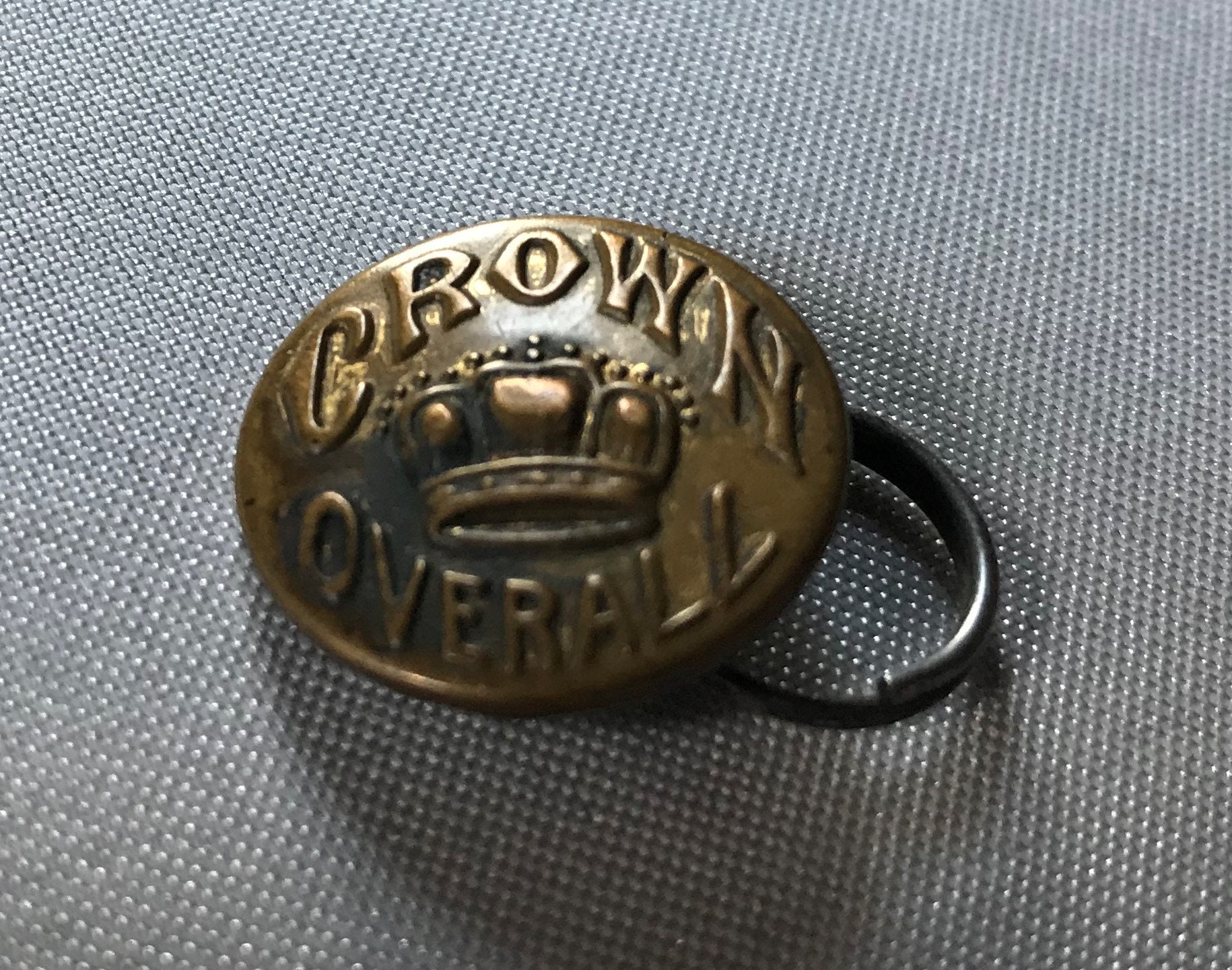 Antique 1918 CROWN OVERALL Brass Shank Button Signed Etsy