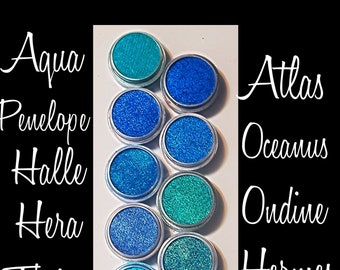Blue and Aqua Longwearing Colorshift Holographic Glitterdust Eyeshadow