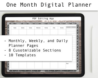 Neutral Gray Undated Digital Planner: Monthly, Weekly, Daily (PDF)