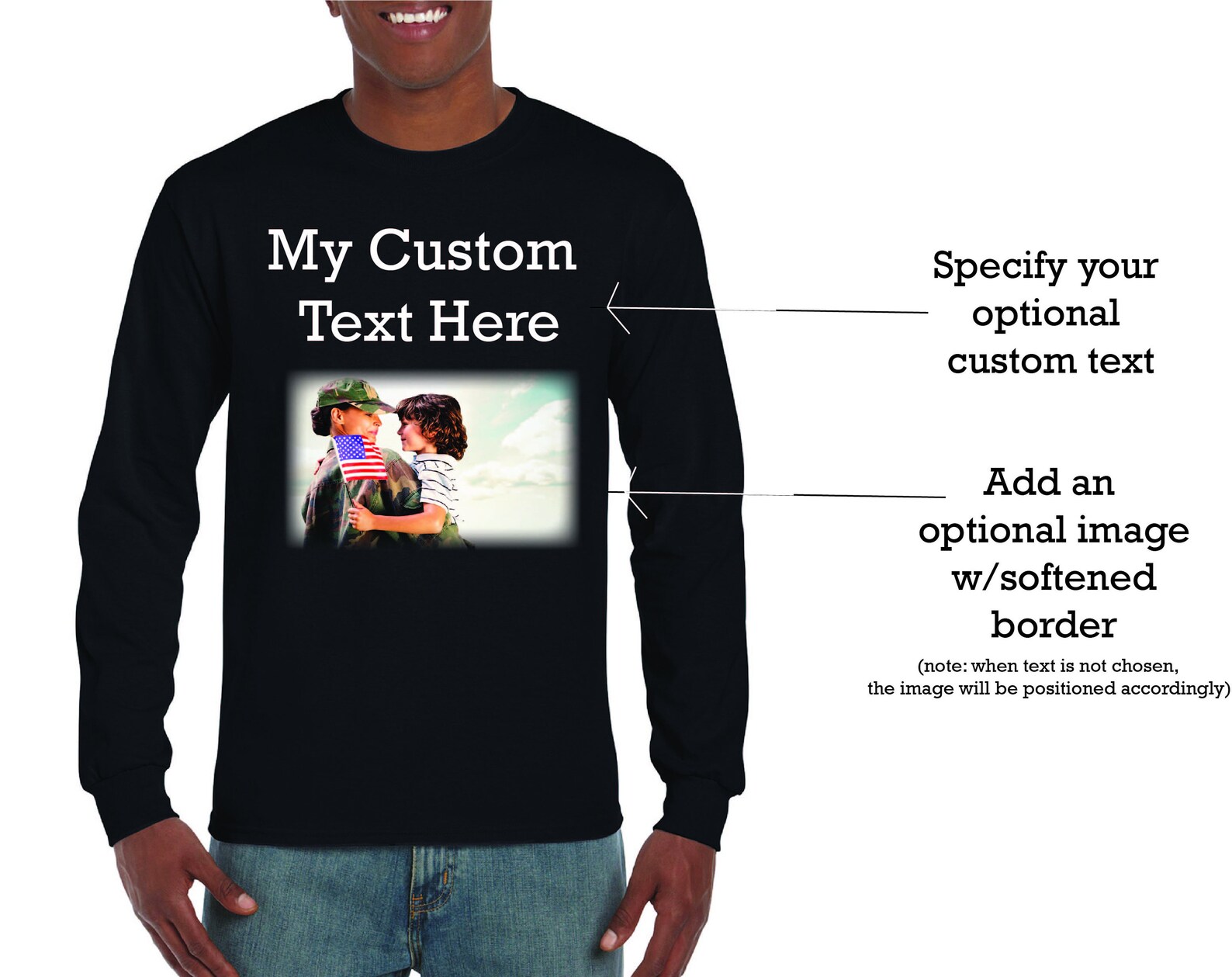 Design Your Own Long Sleeve TShirt Include Text and/or Etsy