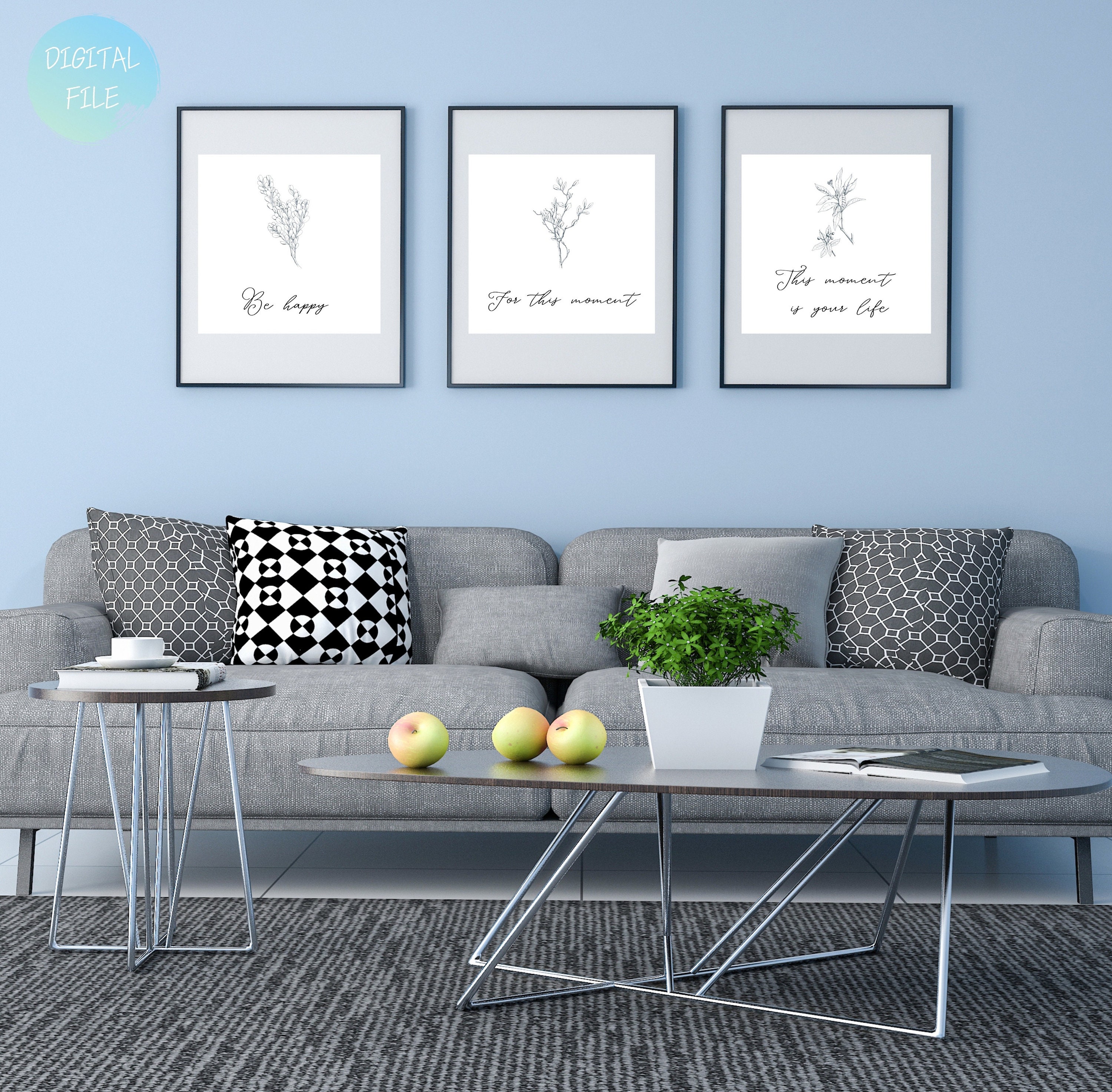 Printable Wall Art Set of 3 Print Digital Print Wall Decor Etsy