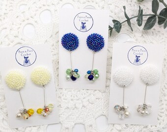 Flat Beads crochet dangling stud earrings