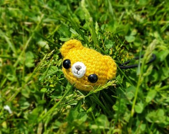 Adorable Golden Bear Hair Tie – Bright Yellow Amigurumi