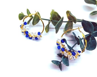 Beads crochet hoop earrings