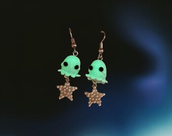 Ghostly Glow: Micro Crochet Kawaii Amigurumi Ghost Earrings