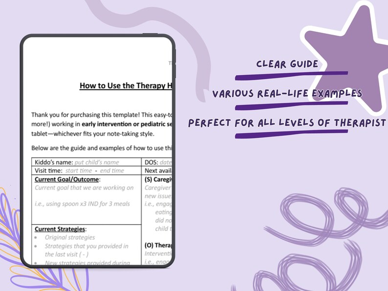 Fillable SOAP Note Template | Therapy Session Planner for Early ...