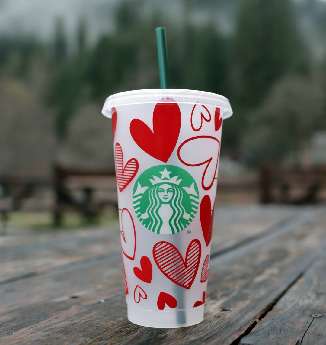Red Hearts Starbucks Valentine's Day Starbucks Cup Custom Reusable