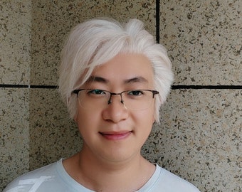 ZM hair realistic short light grey human hair full lace boy wig