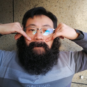 ZM Hair Realistic Black Film Lace Human hair Beard and Moustache For TV / Film / Costume F-30