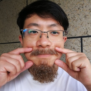 ZM Hair Custom Realistic Brown / Golden / White Human Hair Chin Beard and Moustache For TV / Film / Costume F-21