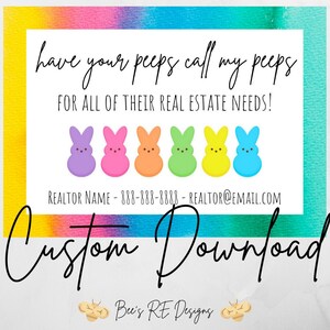 Peeps Pop By Tag - Digital Download - CUSTOM - With your Info! - Realtor Marketing