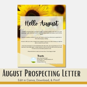 Carta de prospección de agosto - Anuncio publicitario de análisis de viviendas para bienes raíces - ¡Edite y descargue en Canva! Carta de verano para el sector inmobiliario