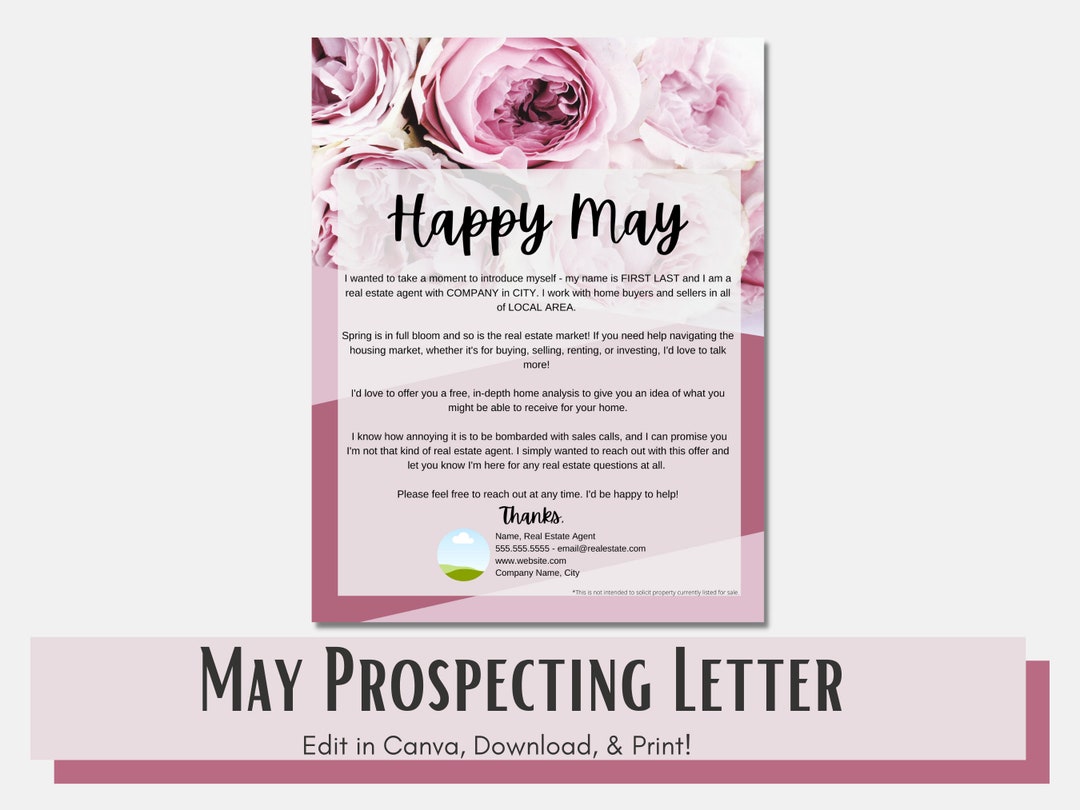 May Prospecting Letter Home Analysis Mailer For Real Estate Etsy