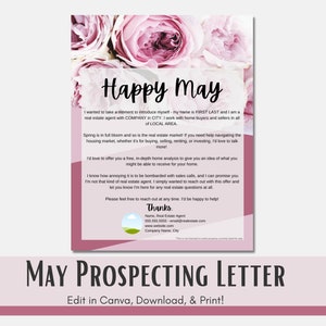 May Prospecting Letter - Home Analysis Mailer for Real Estate - Edit and Download in Canva! May Letter for Real Estate