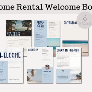 AirBnb VRBO Vacation Home Rental - Beach House - Guest Welcome Book Template - Edit your info in Canva!