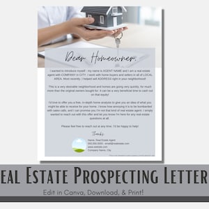 Prospecting Letter - Eigenheimanalyse Mailer für Immobilien - Bearbeiten und Herunterladen in Canva!
