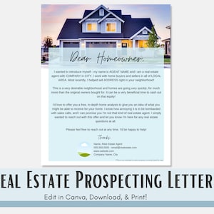 Prospecting Letter - Eigenheimanalyse Mailer für Immobilien - Bearbeiten und Herunterladen in Canva!