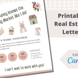 Spring Prospecting Letter - Bunny Marketing for Real Estate - Edit in Canva! April and May Marketing Letter for Real Estate