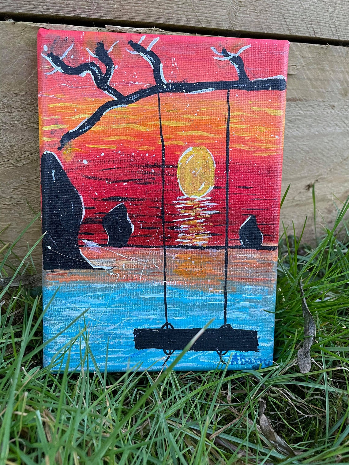 Sunset Swinging acrylic painting Etsy