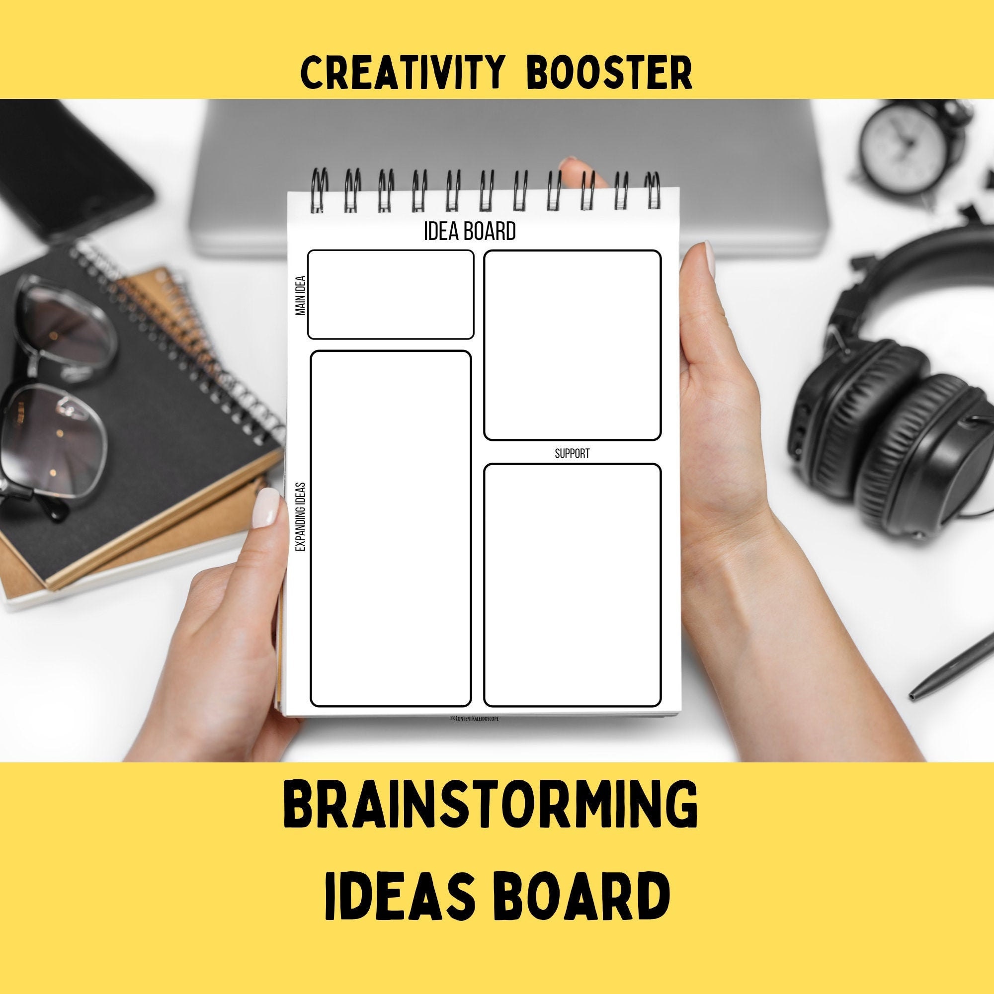 Idea Board Printable Black & White Brainstorming Sheet Etsy