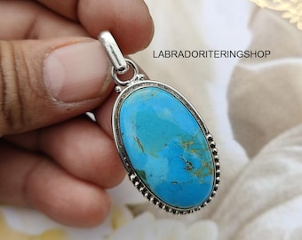 Ciondolo artigianale in turchese del Mojave, argento sterling 925, gioiello da donna