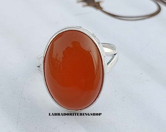 Boho Carnelian Ring, Sterling Silver Statement Ring