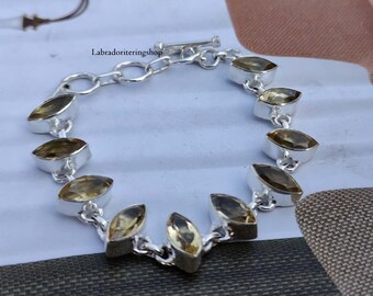 Bracelet fait main en argent sterling avec citrine, bijoux en pierres précieuses