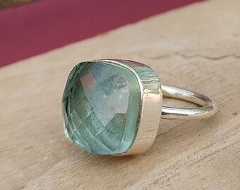 Bague aigue-marine faite main : bague en argent sterling 925 avec pierres précieuses