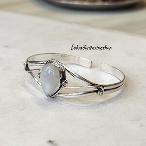 Handmade Moonstone Bangle: 925 Sterling Silver Gemstone Jewelry