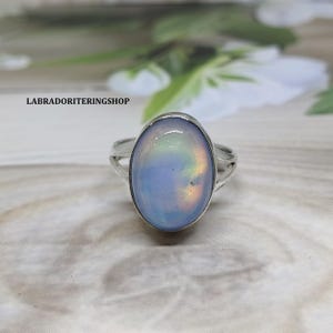 Handgemachter Aurora Opal Sterling Silber Ring: Statement Schmuck