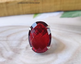 Handmade Garnet Ring: 925 Sterling Silver Gemstone Jewelry