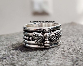 Bee Spinner Ring: Handmade 925 Sterling Silver Anxiety Fidget Ring