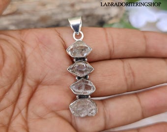 Handmade Herkimer Diamond Pendant: 925 Sterling Silver Jewelry