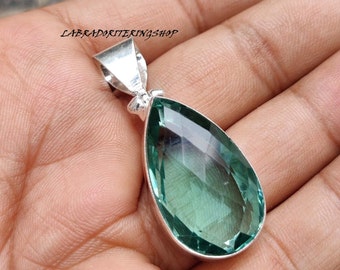Handmade Aquamarine Sterling Silver Pendant, Gemstone Jewelry