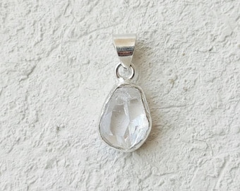Pendentif diamant Herkimer fait main : bijoux en argent sterling 925 avec pierres précieuses