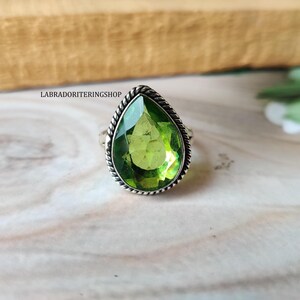 Handmade Peridot Ring: Sterling Silver Gemstone, Women&#39;s Promise Ring