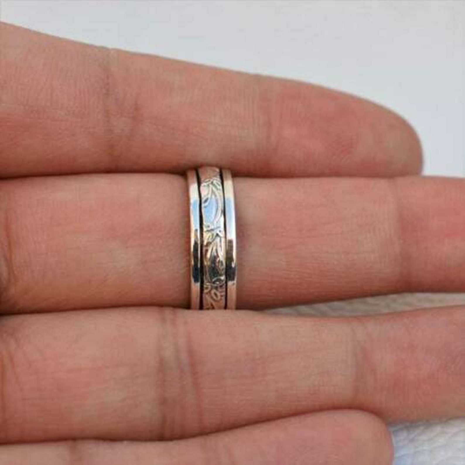 Spinner Ring 925 Sterling Silver Ring Statement Ring Fidget Etsy