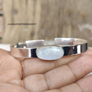 Handmade Moonstone Bangle: 925 Sterling Silver Women&#39;s Jewelry