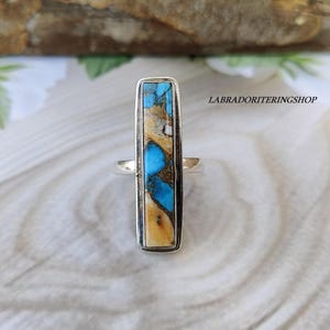 Oyster Copper Turquoise Ring: Handmade 925 Sterling Silver Statement Ring