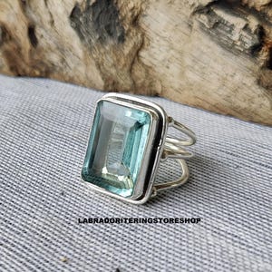 Handmade Aquamarine Quartz 925 Sterling Silver Ring