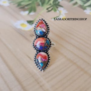 Pink Copper Turquoise Ring, 925Sterling Silver Ring, Handmade Ring, Women Ring, Gemstone Ring, Beautiful Ring, Designer Ring, Christmas Gift