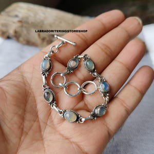 Äthiopischer Opal Armband: Ovaler Edelstein, 925 Sterling Silber